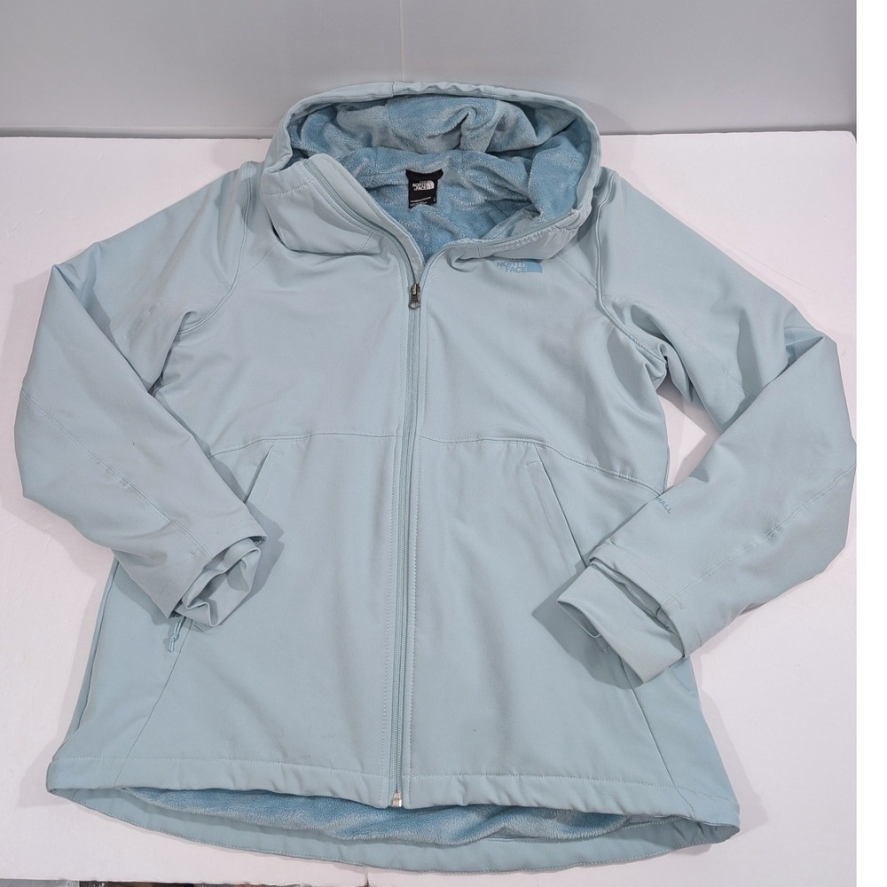 The North Face Shelbe Raschel Hooded Softshell Jacket Light Blue Large Womens